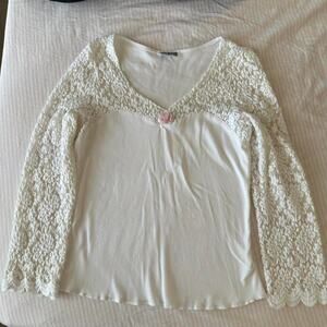 Y2k white lace long sleeve
